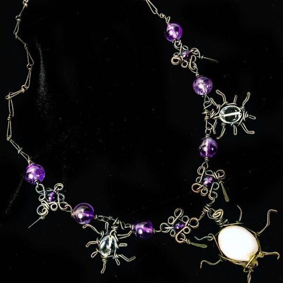 Bronzed Wire and Bead Matinee Necklace - Picture 6 of 7